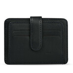 Men's Genuine Real Leather Wallet Card Holder with Snap Fastener Plain Pattern // Navy Blue