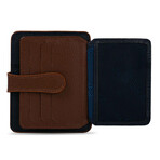 Men's Genuine Real Leather Wallet Card Holder Floater Patterned // Navy Blue Tan