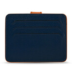 Men's Genuine Real Leather Wallet Card Holder Floater Patterned // Saks Blue Orange