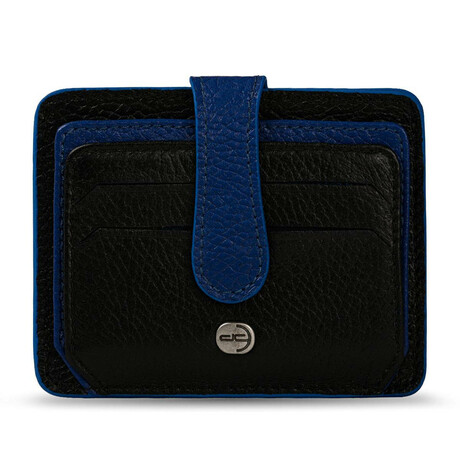 Men's Genuine Real Leather Wallet Card Holder Floater Patterned // Black Saks Blue