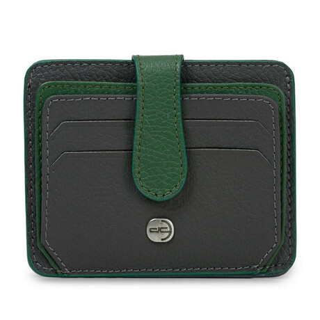 Men's Genuine Real Leather Wallet Card Holder Floater Patterned // Gray Green