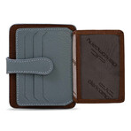 Men's Genuine Real Leather Wallet Card Holder Floater Patterned // Brown Ice Blue