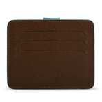 Men's Genuine Real Leather Wallet Card Holder Floater Patterned // Brown Turquoise