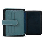 Men's Genuine Real Leather Wallet Card Holder Floater Patterned // Navy Blue Light Blue