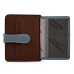 Men's Genuine Real Leather Wallet Card Holder Floater Patterned // Brown Ice Blue