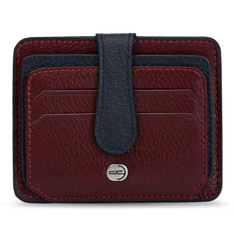 Men's Genuine Real Leather Wallet Card Holder Floater Patterned // Claret Red Navy Blue