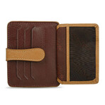 Men's Genuine Real Leather Wallet Card Holder Floater Patterned // Claret Red Light Tan