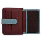 Men's Genuine Real Leather Wallet Card Holder Floater Patterned // Claret Red Ice Blue