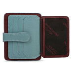 Men's Genuine Real Leather Wallet Card Holder Floater Patterned // Claret Red Ice Blue