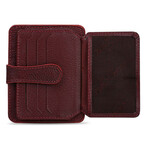 Men's Genuine Real Leather Wallet Card Holder Floater Patterned // Claret Red