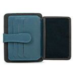 Men's Genuine Real Leather Wallet Card Holder Floater Patterned // Gray Turquoise