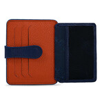 Men's Genuine Real Leather Wallet Card Holder Floater Patterned // Orange Saks Blue