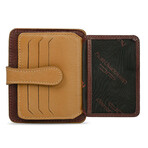 Men's Genuine Real Leather Wallet Card Holder Floater Patterned // Claret Red Light Tan