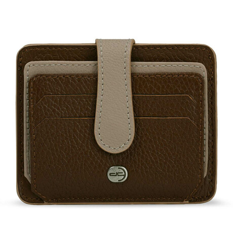Men's Genuine Real Leather Wallet Card Holder Floater Patterned // Brown Beige