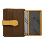 Men's Genuine Real Leather Wallet Card Holder Floater Patterned // Tan Yellow