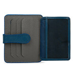 Men's Genuine Real Leather Wallet Card Holder Floater Patterned // Gray Blue