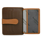 Men's Genuine Real Leather Wallet Card Holder Floater Patterned // Brown Orange