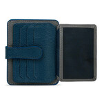 Men's Genuine Real Leather Wallet Card Holder Floater Patterned // Gray Blue