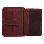 Men's Genuine Real Leather Wallet Card Holder Floater Patterned // Claret Red