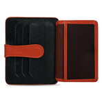 Men's Genuine Real Leather Wallet Card Holder Floater Patterned // Black Red