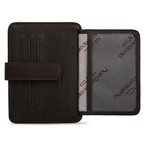 Men's Genuine Real Leather Wallet Card Holder with Snap Fastener Plain Pattern // Brown