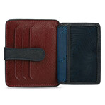 Men's Genuine Real Leather Wallet Card Holder Floater Patterned // Claret Red Navy Blue