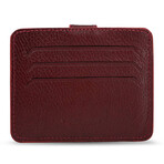 Men's Genuine Real Leather Wallet Card Holder Floater Patterned // Claret Red