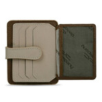 Men's Genuine Real Leather Wallet Card Holder Floater Patterned // Brown Beige