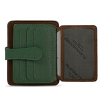 Men's Genuine Real Leather Wallet Card Holder Floater Patterned // Light Brown Green