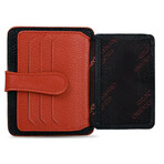 Men's Genuine Real Leather Wallet Card Holder Floater Patterned // Black Red