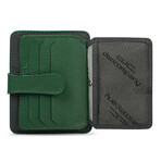 Men's Genuine Real Leather Wallet Card Holder Floater Patterned // Gray Green