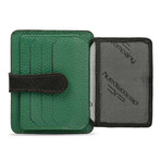 Men's Genuine Real Leather Wallet Card Holder Floater Patterned // Green Brown