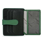 Men's Genuine Real Leather Wallet Card Holder Floater Patterned // Black Green