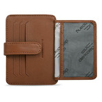 Men's Genuine Real Leather Wallet Card Holder with Snap Fastener Plain Pattern // Tan