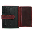 Men's Genuine Real Leather Wallet Card Holder Floater Patterned // Black Claret Red