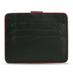 Men's Genuine Real Leather Wallet Card Holder Floater Patterned // Black Claret Red