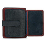 Men's Genuine Real Leather Wallet Card Holder Floater Patterned // Claret Red Navy Blue