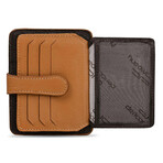 Men's Genuine Real Leather Wallet Card Holder Floater Patterned // Brown Light Tan