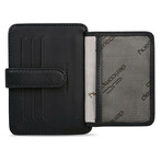 Men's Genuine Real Leather Wallet Card Holder with Snap Fastener Plain Pattern // Navy Blue