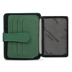 Men's Genuine Real Leather Wallet Card Holder Floater Patterned // Black Green