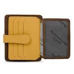 Men's Genuine Real Leather Wallet Card Holder Floater Patterned // Tan Yellow