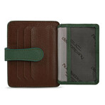 Men's Genuine Real Leather Wallet Card Holder Floater Patterned // Light Brown Green