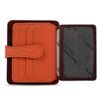 Men's Genuine Real Leather Wallet Card Holder Floater Patterned // Burgundy Orange