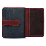 Men's Genuine Real Leather Wallet Card Holder Floater Patterned // Navy Blue Claret Red