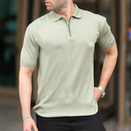 Zip Up Solid Polo// Green (2XL)