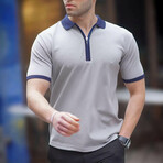 Zip Up Tipped Polo // Gray (M)