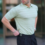 Tipped Striped Textured Polo // Mint (S)