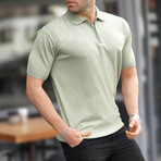 Zip Up Solid Polo// Green (XL)