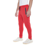 Set of 3 // Fleece Zipper Pockets Joggers // Black + Navy + Red (XL)