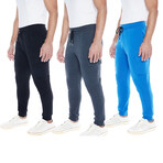 Set of 3 // Fleece Cargo Joggers // Black + Blue + Charcoal (M)